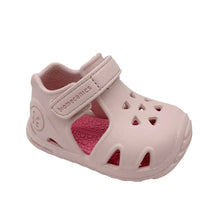 Load image into Gallery viewer, Pink baby sandal with a strap on a white background
