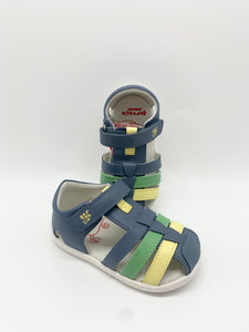 Garvalin Closed Toe Sandal Indigo/Green/Yellow 252332-A631