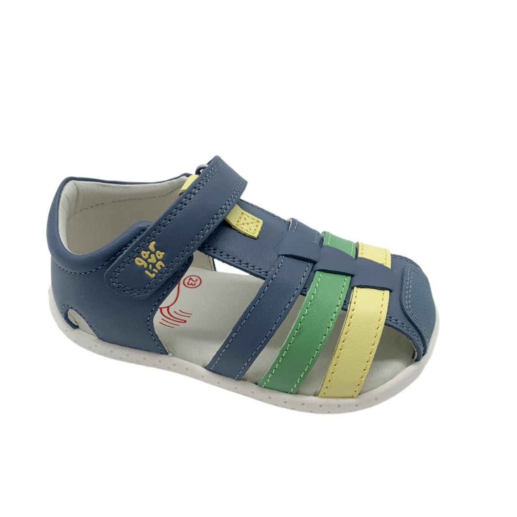 Garvalin Closed Toe Sandal Indigo/Green/Yellow 252332-A631