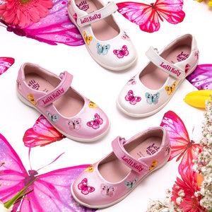 Lelli Kelly Princess Pearlised Butterfly Shoe Pink.