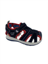 Load image into Gallery viewer, Garvalin Closed Toe Sandal Navy/Red
